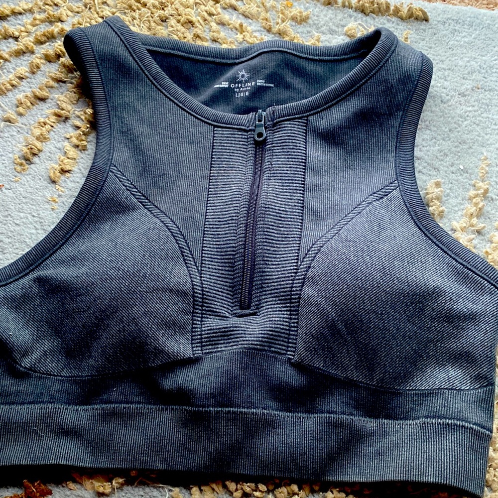 Off-line by Arie size large cardio sweat ‘most support ‘ active wear top w/ zip